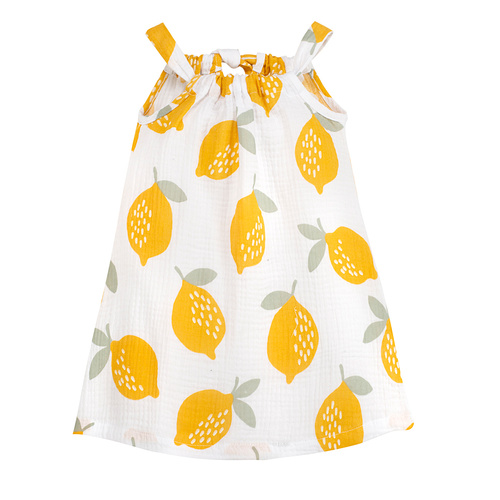 Abito senza spalline in mussola di Lemons Pinokio con stampa di limoni