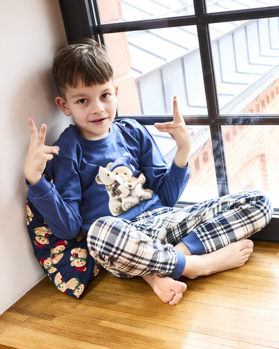 593/174 966/174 Pigiama da bambino Cornette Bears | Cotone, manica lunga, pantaloni a quadri