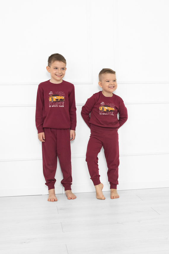 Pigiama bambino Gordo - cotone, maniche lunghe e pantaloni con coulisse Italian Fashion - marrone