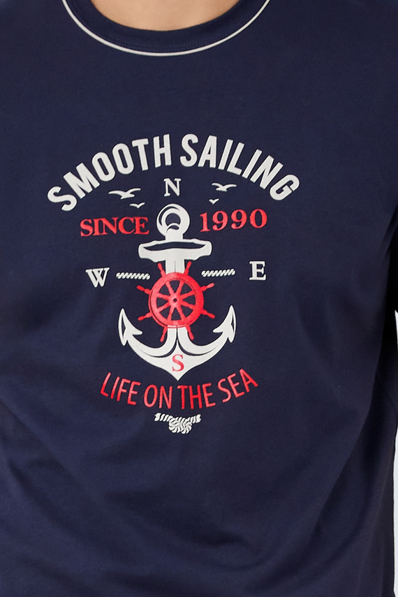 Port Pigiama da uomo a maniche corte, pantaloncini Moda italiana - blu navy