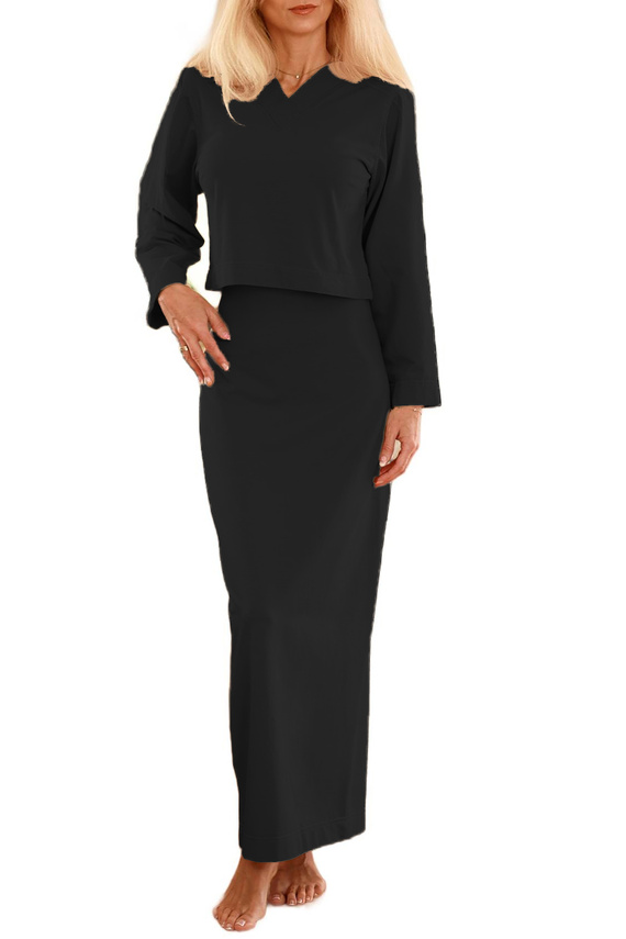 Irving - set donna: maxi abito + blusa, 95% cotone 5% elastan | marca polacca Mirale - nero