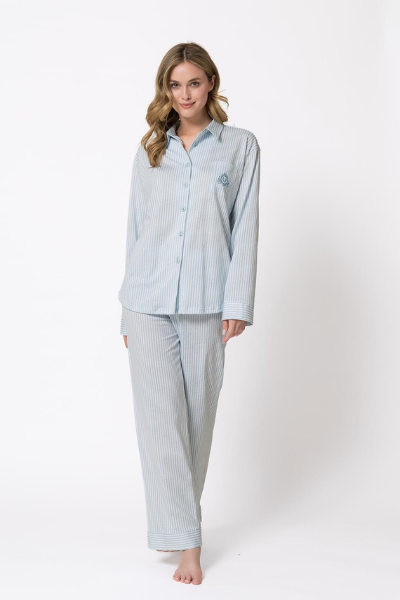 Pigiama donna Leveza 1768 Ania piselli 100% cotone con bottoni