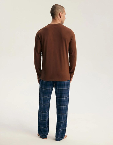 Pigiama Uomo Henderson 45451 Imago Marrone 100% Cotone Flanella Premium