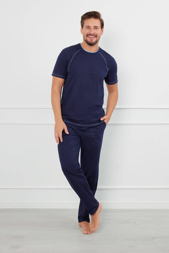 Salomon Pigiama uomo manica corta, pantaloni lunghi Moda italiana - blu navy/blu