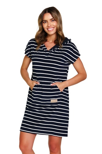 7355 Accappatoio da donna Doctor Nap - stile e comfort navy con cappuccio - marine