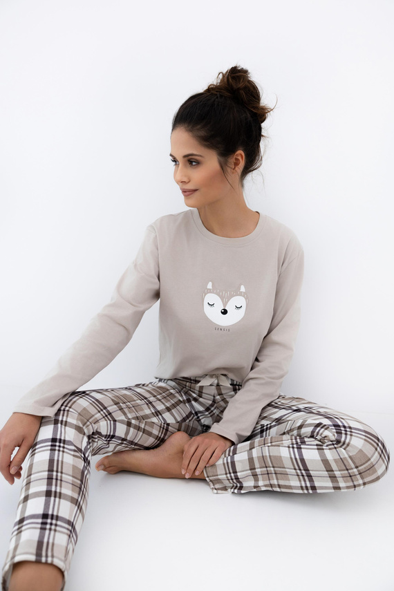 Pigiama donna Tinsley Sensis - cotone, lungo, a quadri