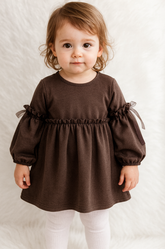 Ada Abito bambina Bambarillo cioccolato fondente - maglia di cotone, confortevole ed elastica