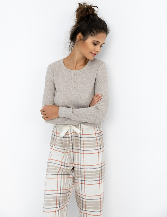 Pigiama da donna Angelina Sensis - camicetta melange e pantaloni di flanella a quadri