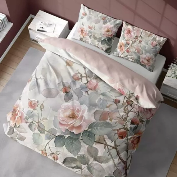 5305 Biancheria da letto in microfibra 3D con rose acquerellate in polvere - Detexpol