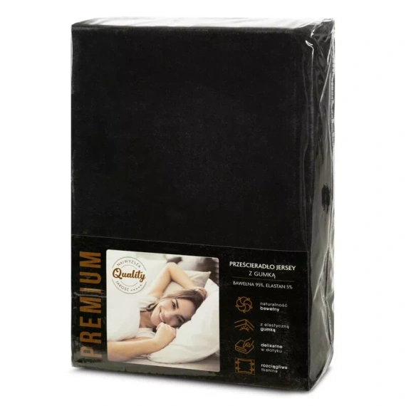 Prześcieradło Jersey 4 Eurofirany con angoli in cotone elastan 190 g/m² nero