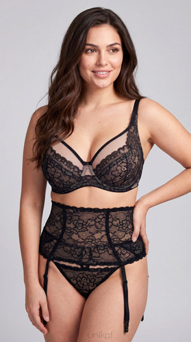 Unikat Sedina Soft Nero Reggiseno Morbido in Pizzo con Ferretto