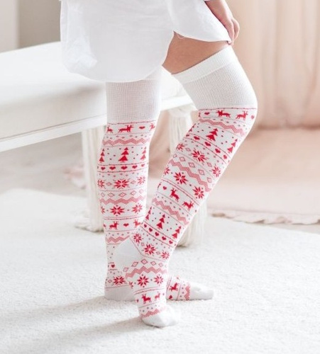 1177.001 Calze natalizie per bambini Milena - morbido cotone, ecrù