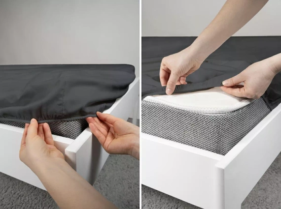 Lenzuolo con angoli in microsatin Poly Detexpol liscio e pratico black