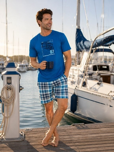 Pigiama Uomo Cornette 326/344 Compass 100% Cotone Pantaloncini Corti
