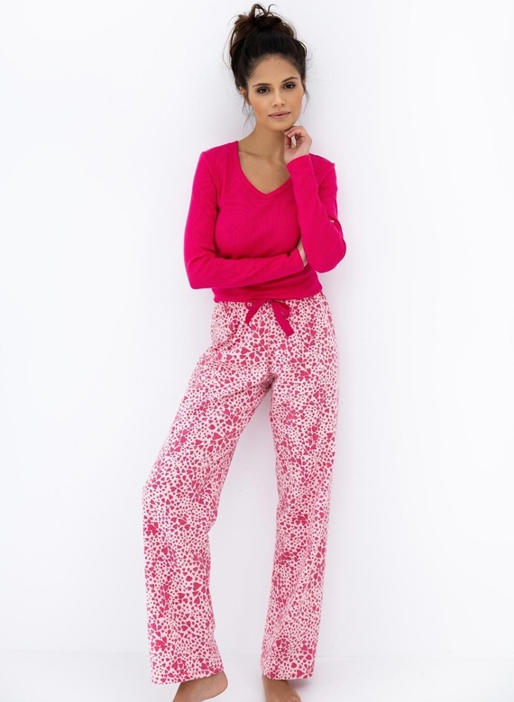 Pigiama da donna Landry Sensis rosa - cotone, manica lunga, taglio confortevole