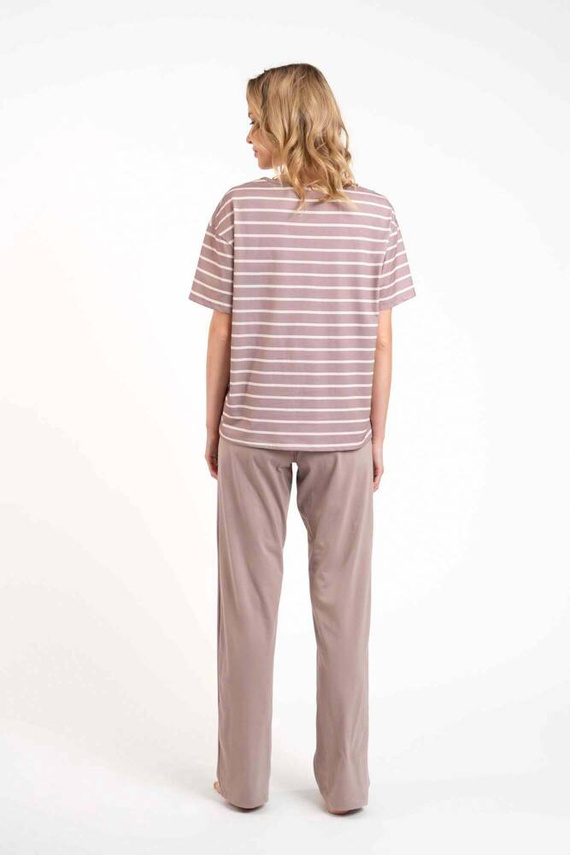 Betty Pigiama da donna manica corta, pantaloni lunghi Moda italiana - cappuccino/stampa cappuccino