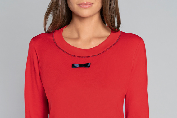 Izera Pigiama da donna a maniche lunghe, pantaloni lunghi Moda italiana - rosso/stampa