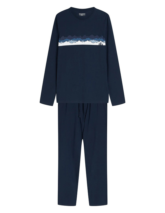 Henderson Froze 45492 Pigiama Uomo Lunga 100% Cotone Navy