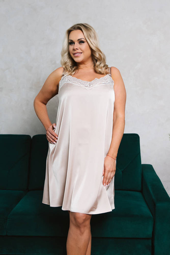 Camicia da notte Touch con cinturino stretto, corta Italia Fashion - beige