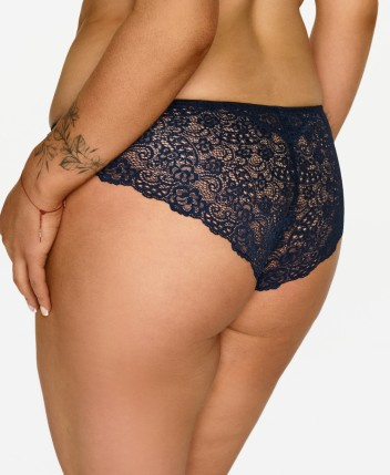 2619 Lupoline - mutandine classiche blu navy con pizzo e dettagli in oro