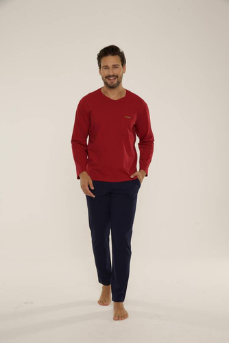 683 Kevin Forex Pigiama da uomo - marrone - blu navy