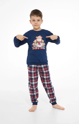 Cornette Family Christmas 593/186 966/186 Pigiama Bambino in Cotone Blu Navy