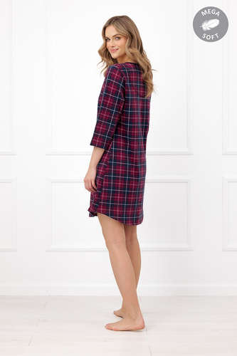 Italian Fashion Brenda camicia da notte donna Mega Soft a quadri manica 3/4