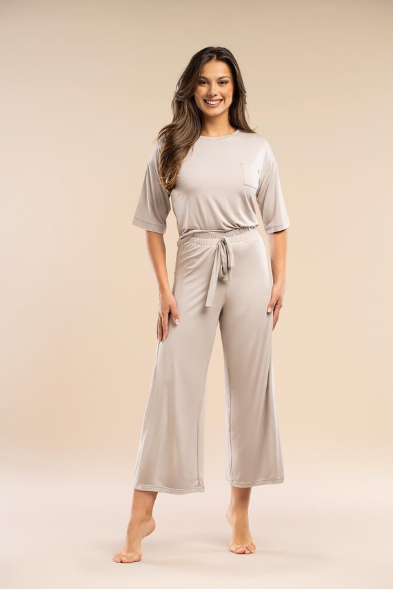 Pigiama donna MK34 Only You beige Belle Reverie - viscosa, manica corta, leggero e sensuale