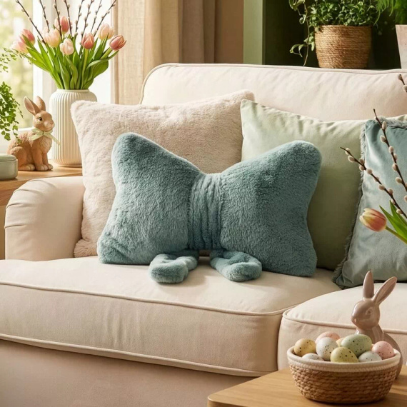 Eurofirany Wiosna 135 – cuscino decorativo 37x10x30 con fiocco sage