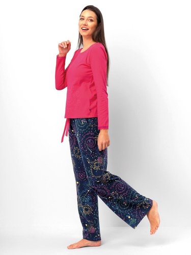 Pigiama da donna Key LNS 750 lampone - cotone, manica lunga, confortevole