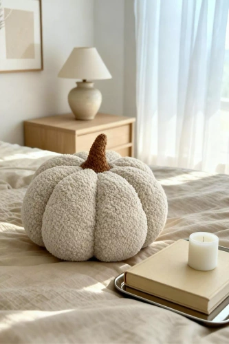 Cuscino decorativo a bouclè di zucca Spod Igły i Nitki - beige, decorazione autunnale e di Halloween