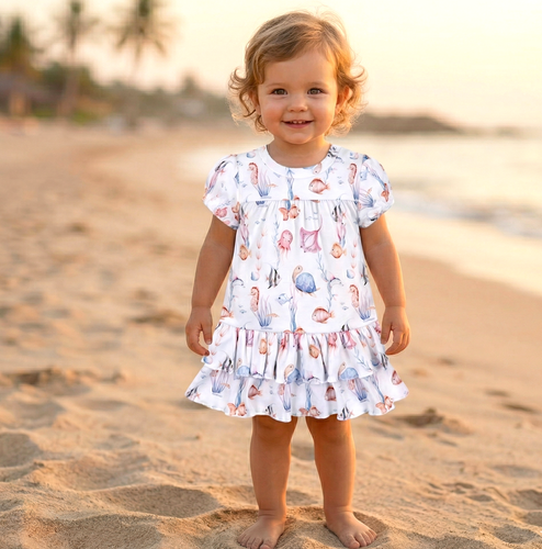 ABN-5486 Abito da neonato Nini del Mondo Sommerso - cotone biologico, leggero e morbido