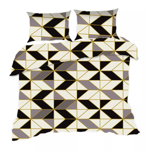 1808N Biancheria da letto in cotone Classic E24 Karo geometria crema grigio nero- 100% cotone, resistente, colorato, set da 2 pezzi