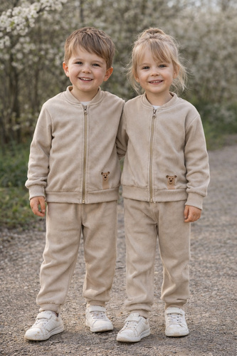 Completo Misio Bambarillo beige baby cord per bambini