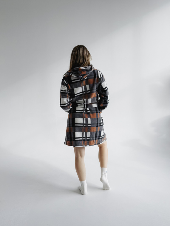 031 Coperta accappatoio De Lafense - vestaglia da donna in caldo pile Super Cozy, cammello