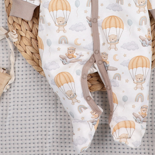 ABN-5508 Sky Journey Nini, pigiama per neonati in cotone biologico, chiusura con bottoni a pressione