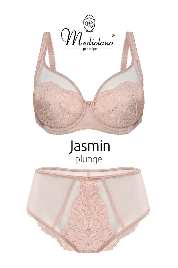 Mediolano Jasmin 19150 reggiseno plunge pizzo cipria scollo V