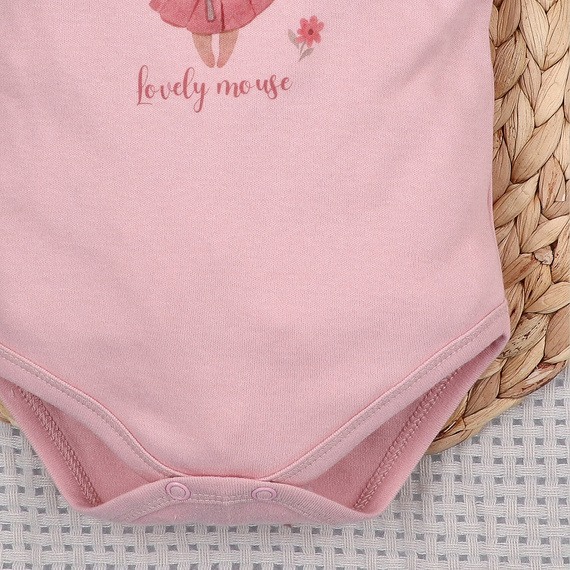 Body neonato Nini Little Mouse cotone biologico bottoni spalla manica corta