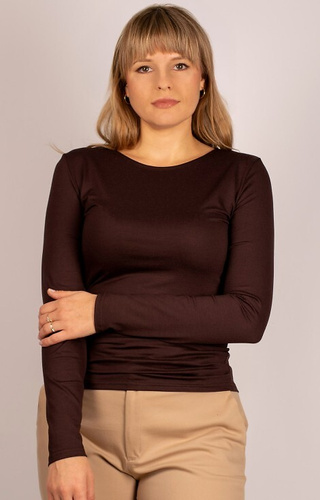 Manati Camicetta donna a maniche lunghe Babell marrone - viscosa con elastan