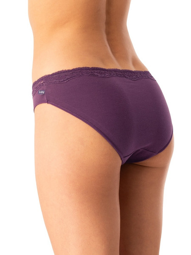 Mutandine da donna LPR 706 B25 Key aubergine - cotone, confezione da 2 pezzi in scatola, comode e classiche