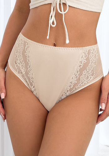 Figs 228 Donna beige - mutandine classiche da donna a vita alta e in pizzo