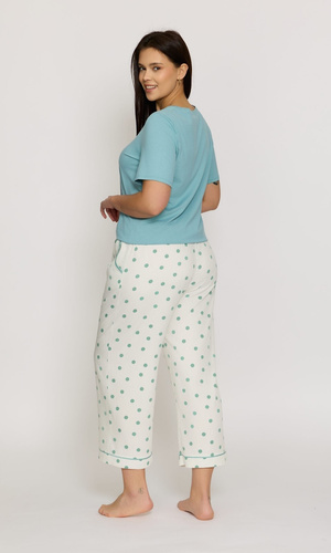 Pigiama Aria 2 PS82 Mefemi by Nipplex donna in viscosa a pois verde-milk