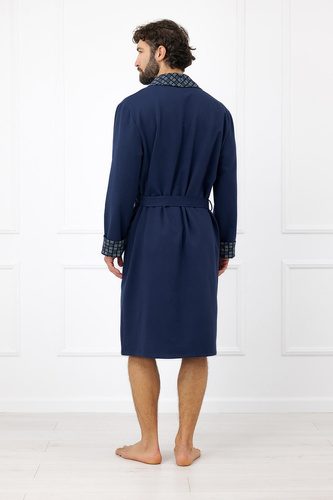 Szlafrok uomo Broken Italian Fashion in cotone blu navy con cintura