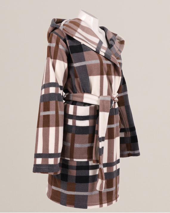 031 Coperta accappatoio De Lafense - vestaglia da donna in caldo pile Super Cozy, marrone