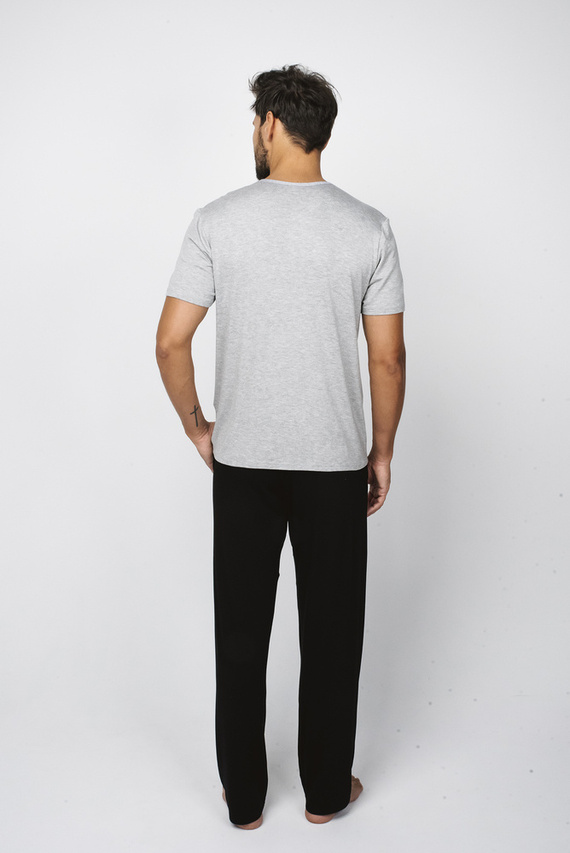 Dallas Pigiama uomo manica corta, pantaloni lunghi Moda italiana- melange/nero