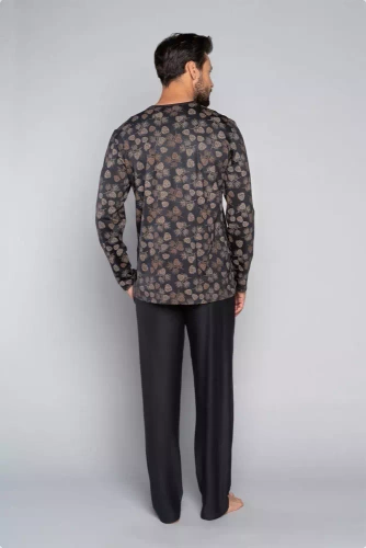 Pinus Pigiama uomo manica lunga, pantalone lungo Moda Italiana- stampa/grafite