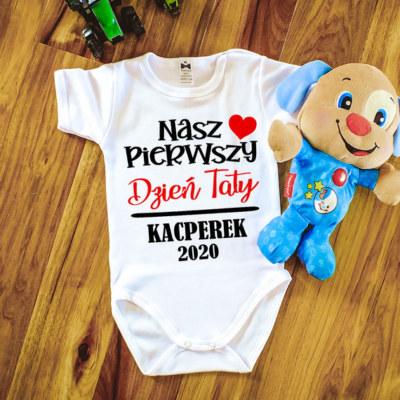SKU N052TS-1 "Festa del papà con nome" Corpo personalizzato, per la festa del papà, manica corta, cotone Moocha bianco