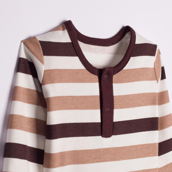 227096 Nicol BENEK Body neonato manica lunga righe marrone beige ecru