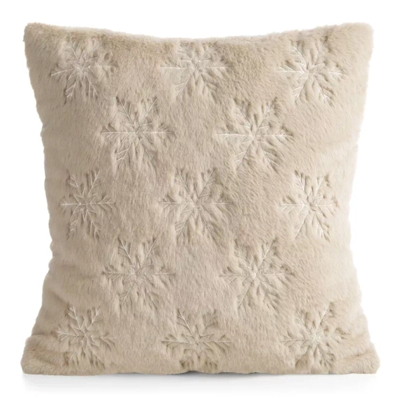 CHP308 Federa natalizia Eurofirany 45x45 con paillettes 3D stelle beige