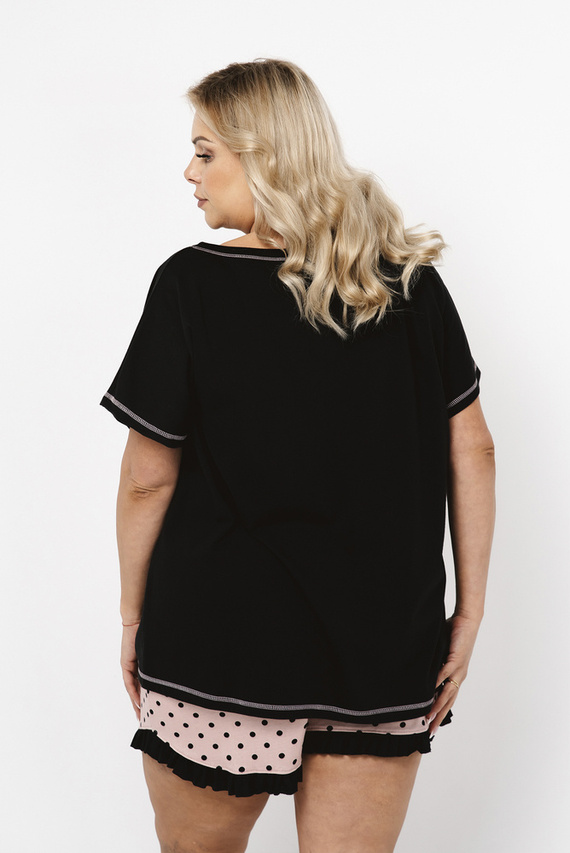 Buscato Pigiama da donna a maniche corte, pantaloncini Moda Italiana- stampa/nero